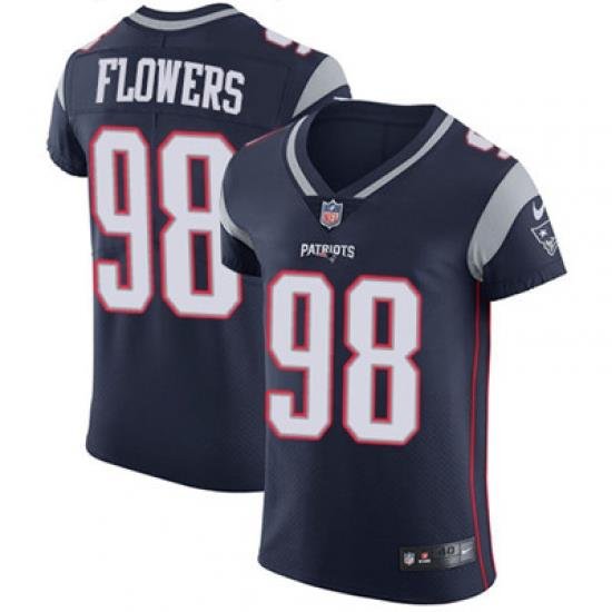 Men Nike Patriots #98 Trey Flowers Navy Blue Team Color Stitched NFL Vapor Untouchable Elite Jersey