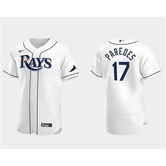 Men Tampa Bay Rays 17 Isaac Paredes White Flex Base Stitched Baseball Jersey