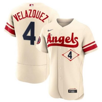 Men Los Angeles Angels 4 AndreW Velazquez 2022 Cream City Connect Flex Base Stitched Jersey