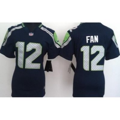 Women Nike Seattle Seahawks 12# Fan Blue Nike NFL Jerseys