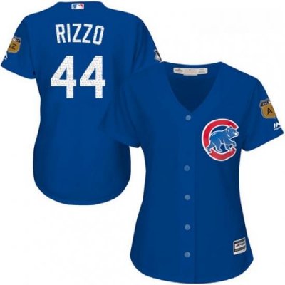 Womens Majestic Chicago Cubs 44 Anthony Rizzo Authentic Royal Blue 2017 Spring Training Cool Base MLB Jersey