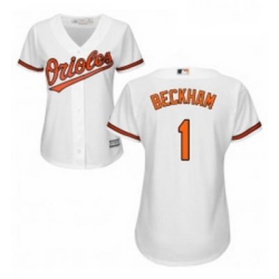 Womens Majestic Baltimore Orioles 1 Tim Beckham Authentic White Home Cool Base MLB Jersey