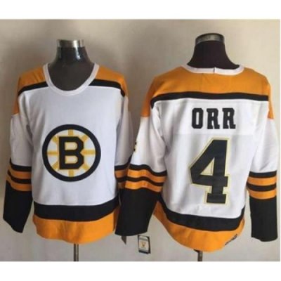 Bruins #4 Bobby Orr YellowWhite CCM Throwback Stitched NHL Jersey