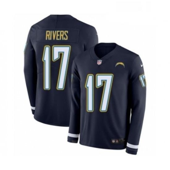 Men Nike Los Angeles Chargers 17 Philip Rivers Limited Navy Blue Therma Long Sleeve NFL Jersey