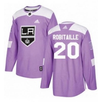 Mens Adidas Los Angeles Kings 20 Luc Robitaille Authentic Purple Fights Cancer Practice NHL Jersey