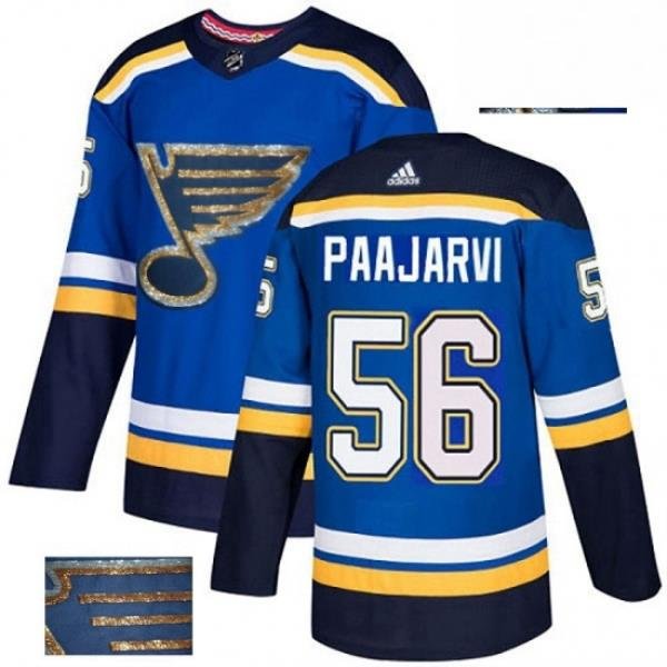 Mens Adidas St Louis Blues 56 Magnus Paajarvi Authentic Royal Blue Fashion Gold NHL Jersey