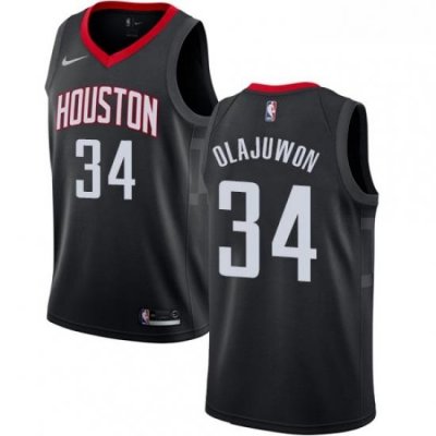 Womens Nike Houston Rockets 34 Hakeem Olajuwon Swingman Black Alternate NBA Jersey Statement Edition