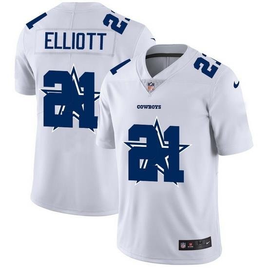 Dallas Cowboys 21 Ezekiel Elliott White Men Nike Team Logo Dual Overlap Limited NFL Jersey