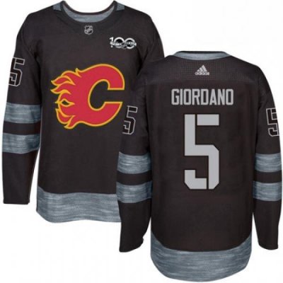 Mens Adidas Calgary Flames 5 Mark Giordano Authentic Black 1917 2017 100th Anniversary NHL Jersey