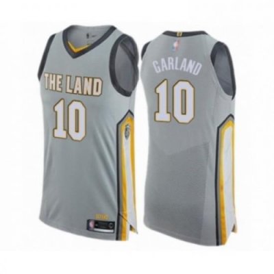 Mens Cleveland Cavaliers 10 Darius Garland Authentic Gray Basketball Jersey City Edition