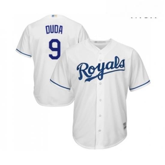 Mens Kansas City Royals 9 Lucas Duda Replica White Home Cool Base Baseball Jersey