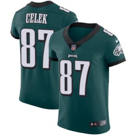 Nike Eagles #87 Brent Celek Midnight Green Team Color Mens Stitched NFL Vapor Untouchable Elite Jersey