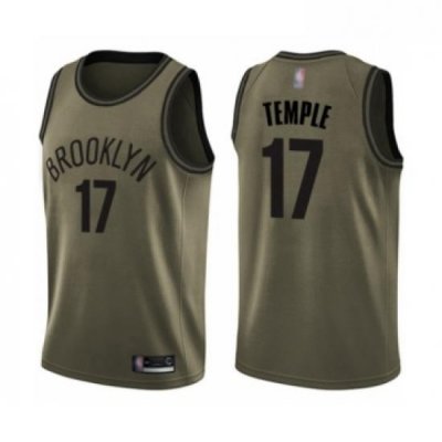 Youth Brooklyn Nets 17 Garrett Temple Swingman Green Salute to Service Basketball Jersey