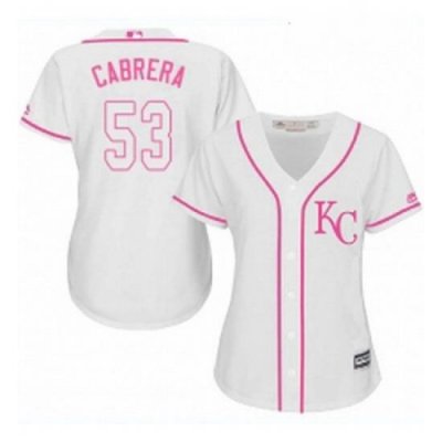 Womens Majestic Kansas City Royals 53 Melky Cabrera Authentic White Fashion Cool Base MLB Jersey