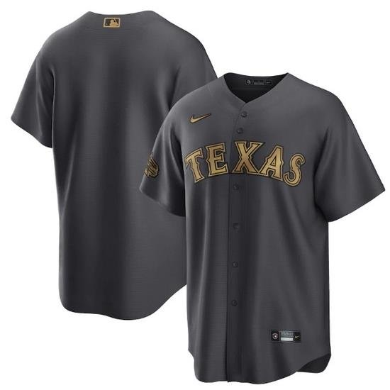 Men Texas Rangers Blank 2022 All Star Charcoal Cool Base Stitched Baseball Jersey