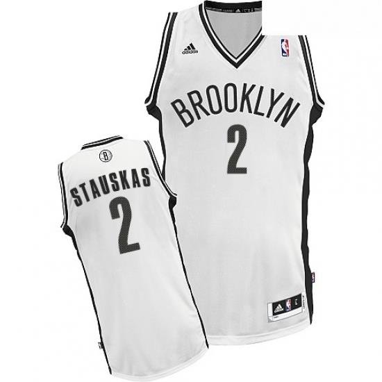 Youth Adidas Brooklyn Nets 2 Nik Stauskas Swingman White Home NBA Jersey