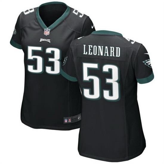 Women Philadelphia Eagles 53 Shaquille Leonard Black Stitched Football Jersey 28Run Small 29