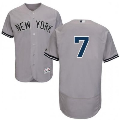 Mens Majestic New York Yankees 7 Mickey Mantle Grey Road Flex Base Authentic Collection MLB Jersey