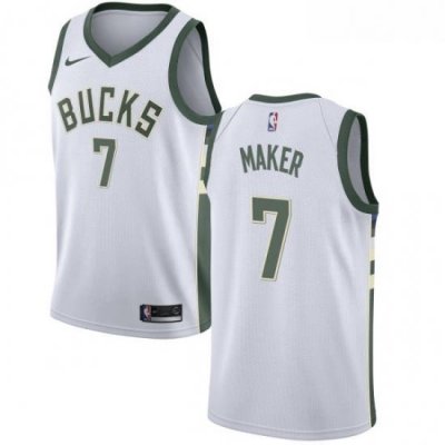 Youth Nike Milwaukee Bucks 7 Thon Maker Swingman White Home NBA Jersey Association Edition