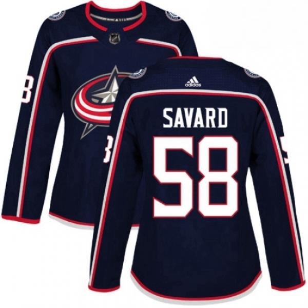 Womens Adidas Columbus Blue Jackets 58 David Savard Authentic Navy Blue Home NHL Jersey