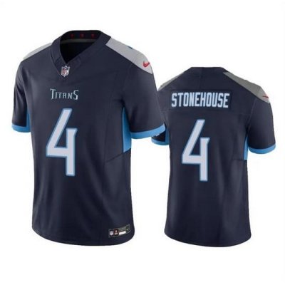 Men Tennessee Titans 4 Ryan Stonehouse Navy 2023 F U S E  Vapor Limited Stitched Football Jersey