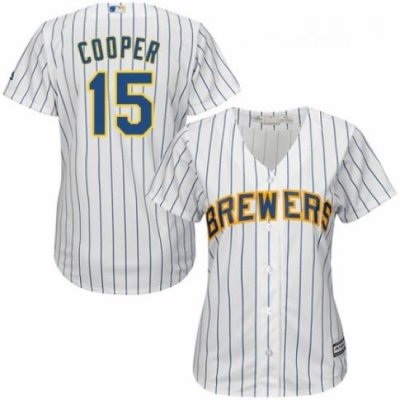 Womens Majestic Milwaukee Brewers 15 Cecil Cooper Authentic White Home Cool Base MLB Jersey