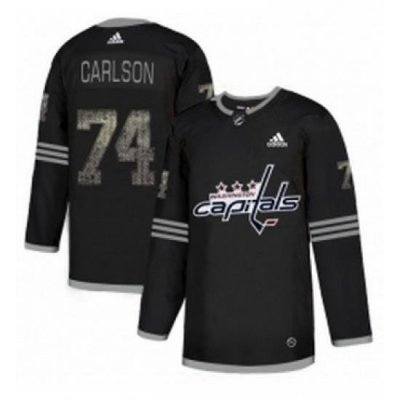 Mens Adidas Washington Capitals 74 John Carlson Black 1 Authentic Classic Stitched NHL Jersey