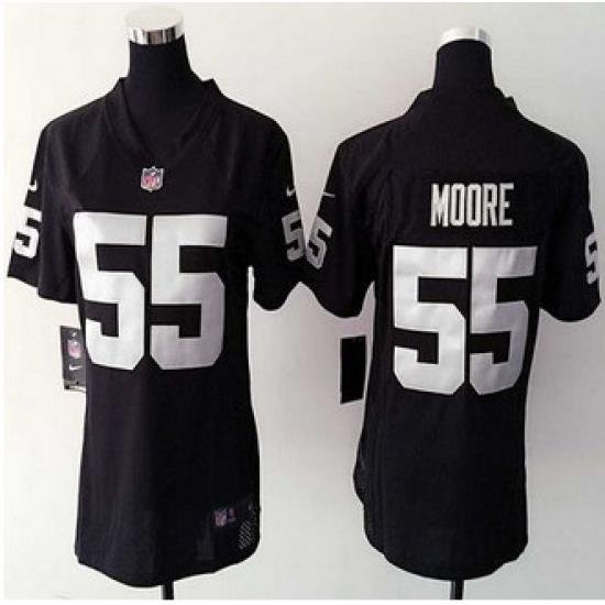 women New Raiders #55 Sio Moore Black Team Color NFL Elite Jersey