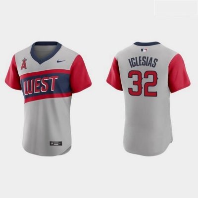 Men Los Angeles Angels 32 Raisel Iglesias Men Nike Gray 2021 Little League Classic Authentic MLB Jersey