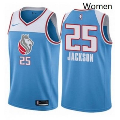 Womens Nike Sacramento Kings 25 Justin Jackson Swingman Blue NBA Jersey City Edition