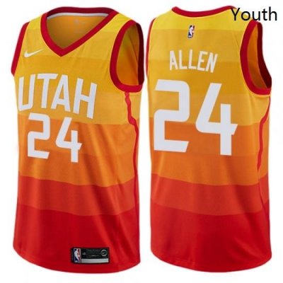 Youth Nike Utah Jazz 24 Grayson Allen Swingman Orange NBA Jersey City Edition