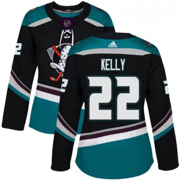 Womens Adidas Anaheim Ducks 22 Chris Kelly Authentic Black Teal Third NHL Jerse