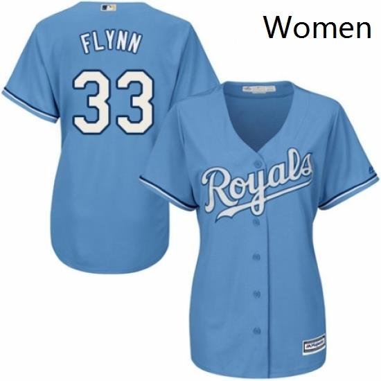 Womens Majestic Kansas City Royals 33 Brian Flynn Authentic Light Blue Alternate 1 Cool Base MLB Jersey