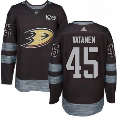 Mens Adidas Anaheim Ducks 45 Sami Vatanen Premier Black 1917 2017 100th Anniversary NHL Jersey