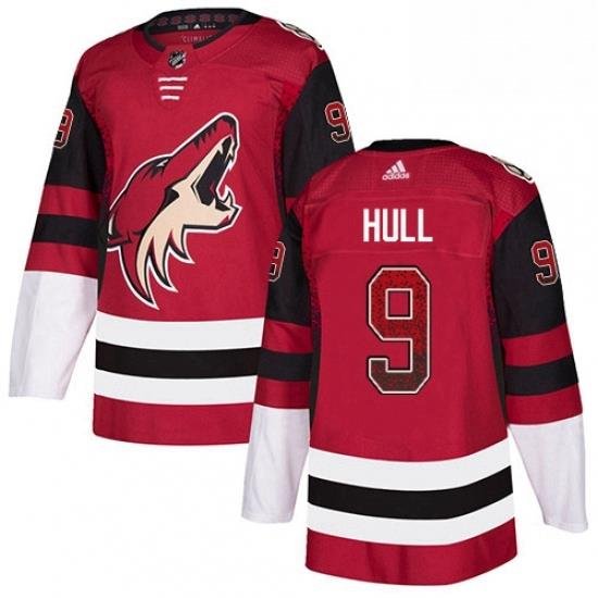 Mens Adidas Arizona Coyotes 9 Bobby Hull Authentic Maroon Drift Fashion NHL Jersey