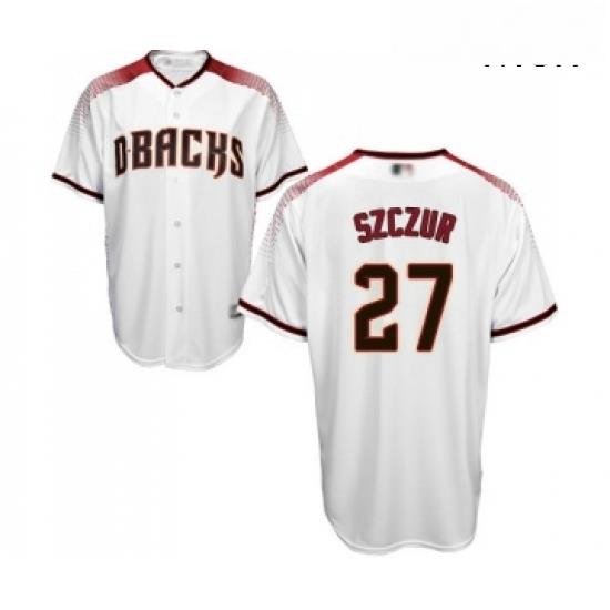 Mens Arizona Diamondbacks 27 Matt Szczur Replica White Home Cool Base Baseball Jersey