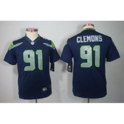 Youth Nike Nike Seattle SeahaWks 91# Chris Clemons Blue Color[Youth Limited Jerseys]