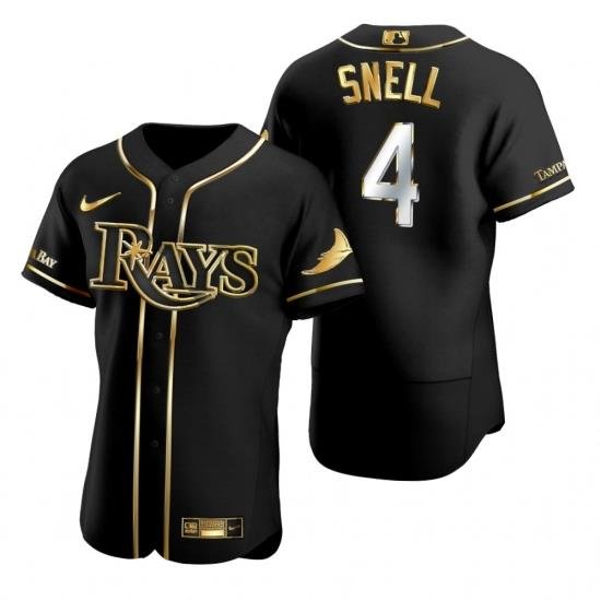 Men Tampa Bay Rays 4 Blake Snell Black Gold 2020 Nike Flexbase Jersey