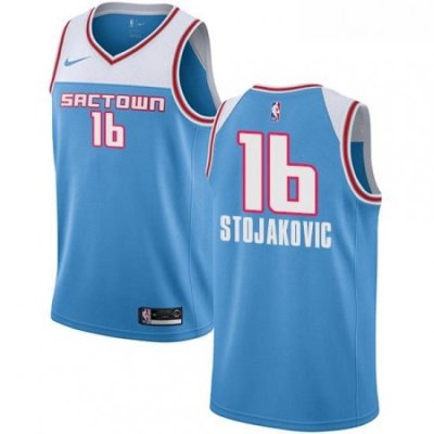 Womens Nike Sacramento Kings 16 Peja Stojakovic Swingman Blue NBA Jersey 2018 19 City Edition