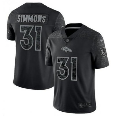 Men Denver Broncos 31 Justin Simmons Black Reflective Limited Stitched Football Jersey