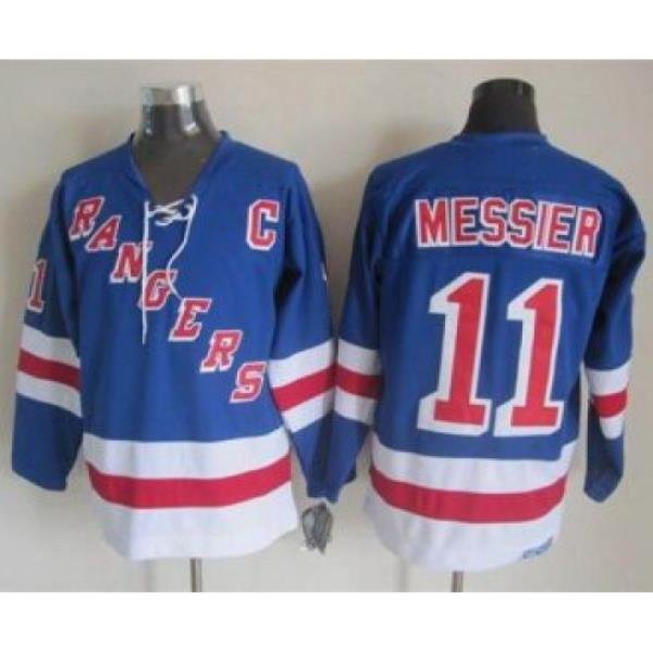 New York Rangers #11 Mark Messier Light Blue CCM Throwback Stitched NHL Jersey