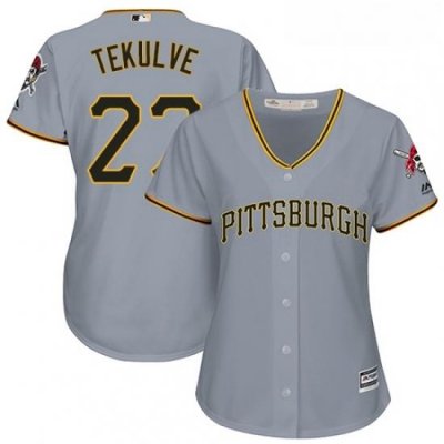 Womens Majestic Pittsburgh Pirates 27 Kent Tekulve Authentic Grey Road Cool Base MLB Jersey