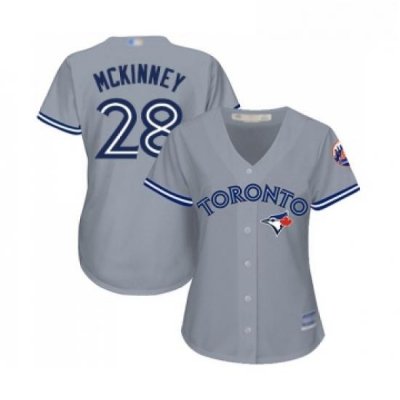 Womens Toronto Blue Jays 28 Billy McKinney Replica Grey Road Baseball Jersey