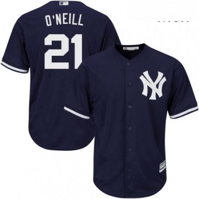 Mens Majestic New York Yankees 21 Paul ONeill Replica Navy Blue Alternate MLB Jersey