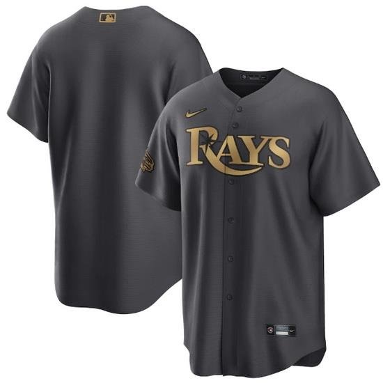 Men Tampa Bay Rays Blank 2022 All Star Charcoal Cool Base Stitched Baseball Jersey