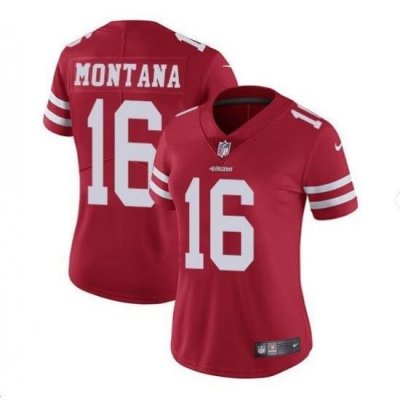 Women San Francisco 49ers Joe Montana #16 Limited Player Red Jersey