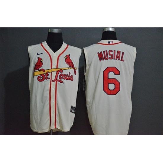 Cardinals 6 Stan Musial Cream Nike Cool Base Sleeveless Jersey