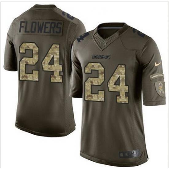 Nike San Diego Chargers #24 Brandon Flowers Green Men 27s Stitched NFL Limited Salute to Service Jersey