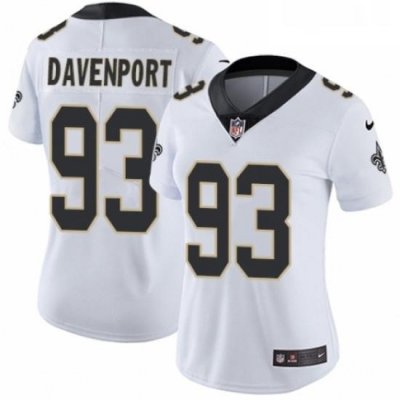 Womens Nike NeW Orleans Saints 93 Marcus Davenport White Vapor Untouchable Limited Player NFL Jersey