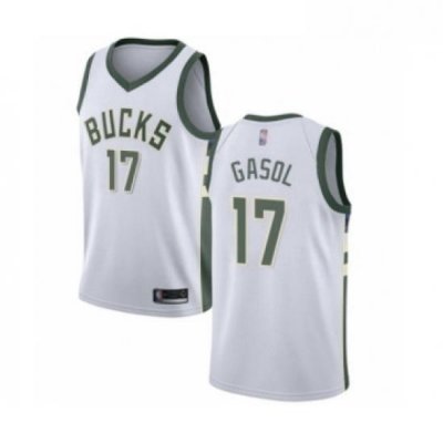 Youth Milwaukee Bucks 17 Pau Gasol Swingman White Basketball Jersey Association Edition